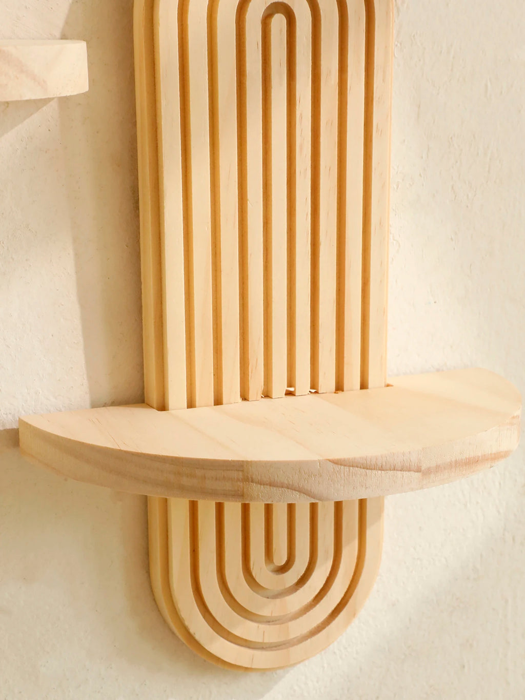 🌿 Boho Geometric Wall Shelf – Natural Wood Floating Display Shelf
