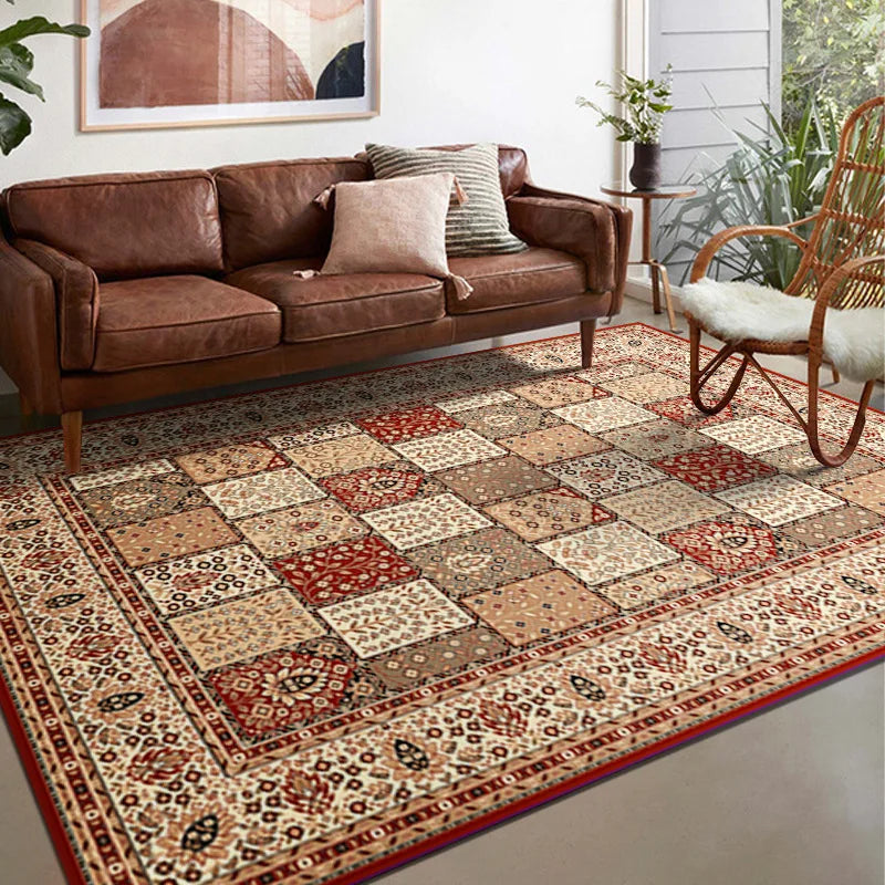 🌿🤍 Boho Vintage Crystal Velvet Area Rug – Soft Modern Living Room Carpet