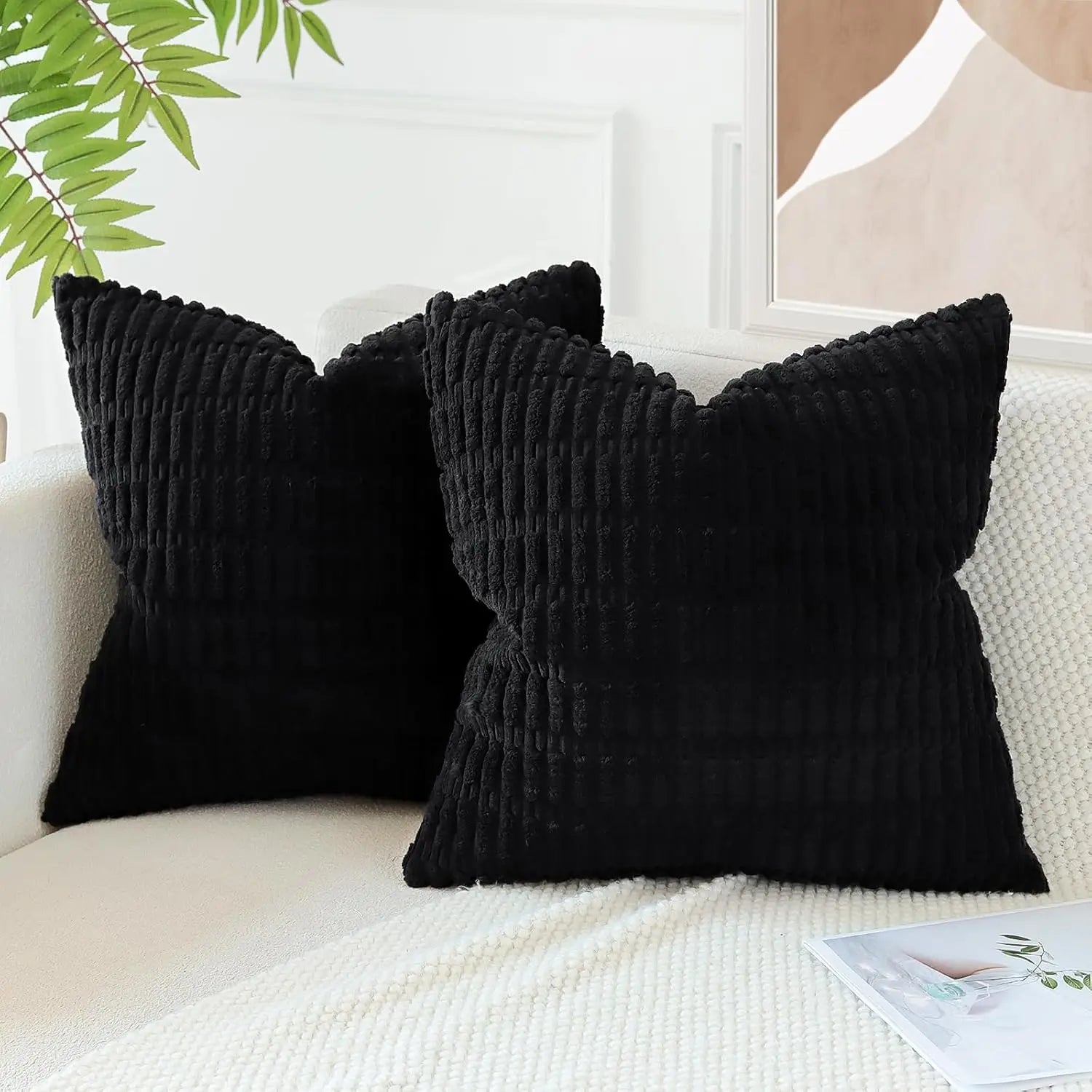 🌿🤍 Boho Corduroy Striped Pillow Cover – Soft Decorative Throw Cushion