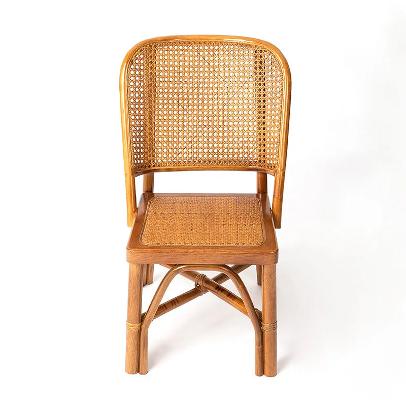 🌿🤍 Boho Rattan Dining Chair – Handwoven Accent Chair with Natural Backrest