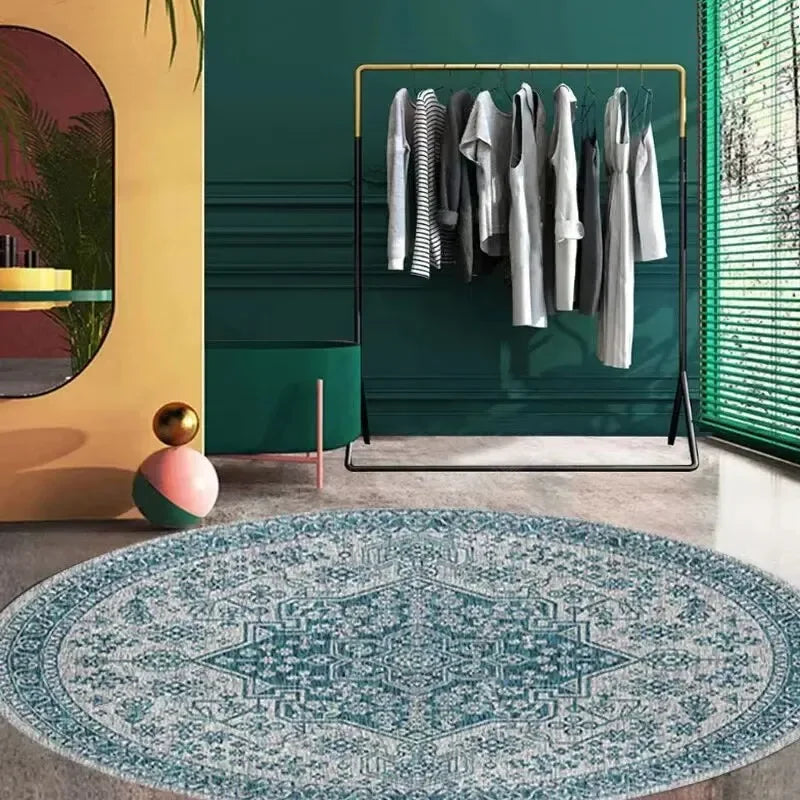 Boho Round Area Rug – Decorative Floor Mat for Living Room & Bedroom