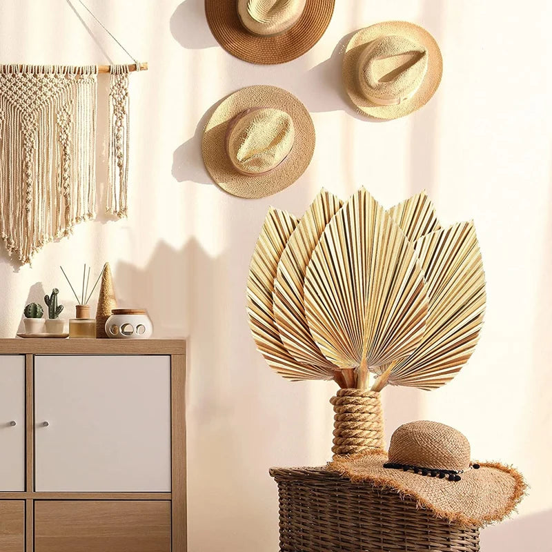 🌴🤍 Boho Dried Palm Leaf Décor – Natural Tropical Fan Leaves (Set of 5)