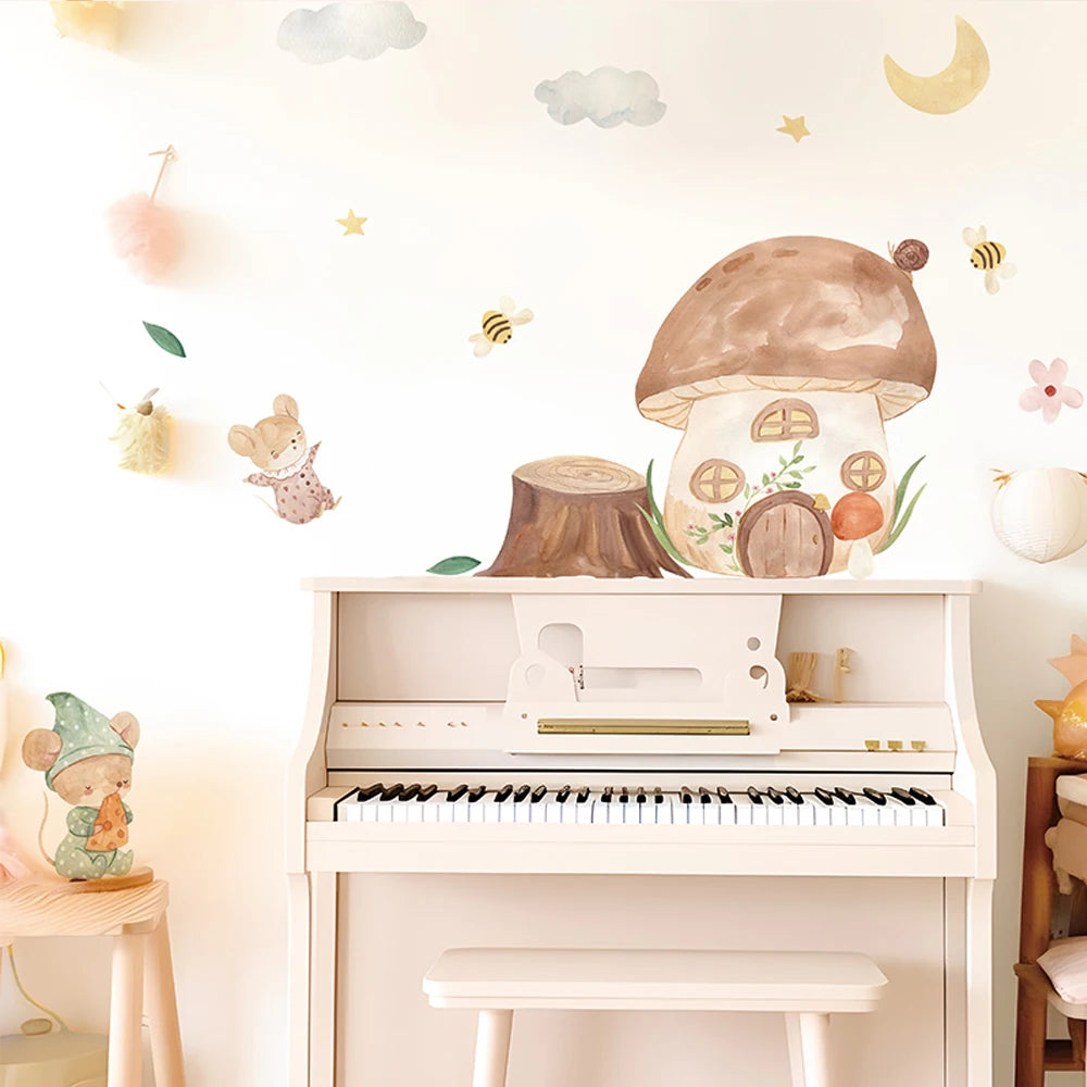 🐰🍄🌿 Boho Forest Friends Wall Decals – Woodland Nursery & Kids Room Wall Art