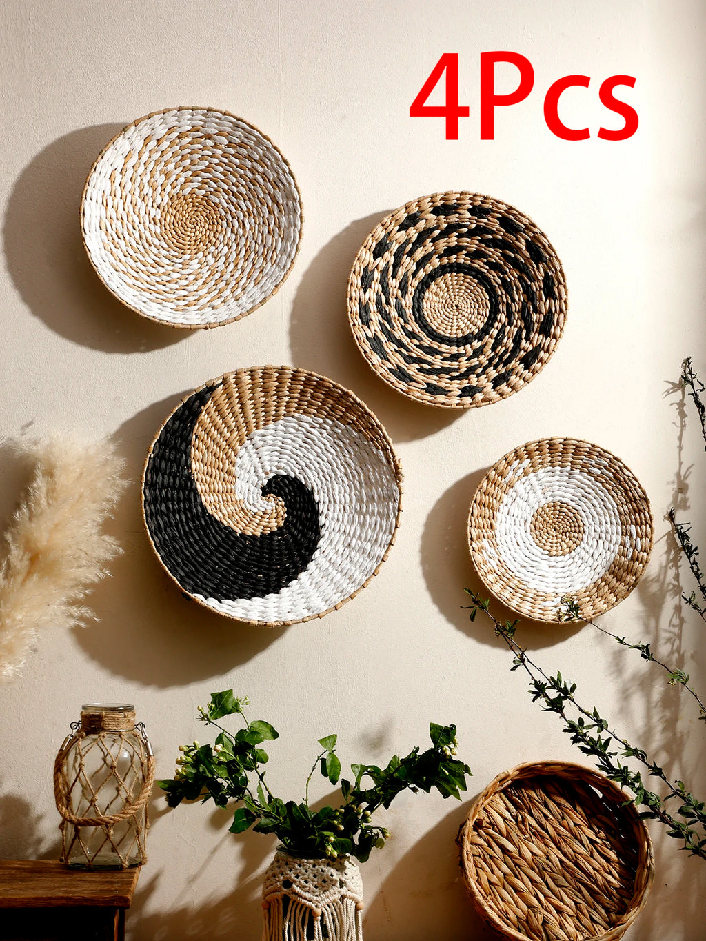 🌿🧺🤍 Boho Handwoven Seagrass Wall Basket – Natural Decorative Wall Art