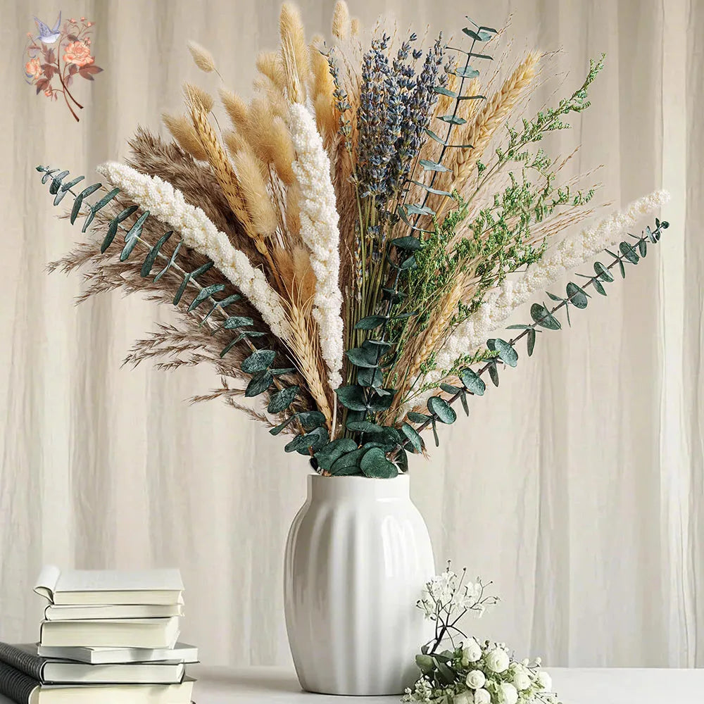 🌿🤍 Boho Dried Eucalyptus Bouquet – Natural Preserved Greenery Bundle (70 Stems)