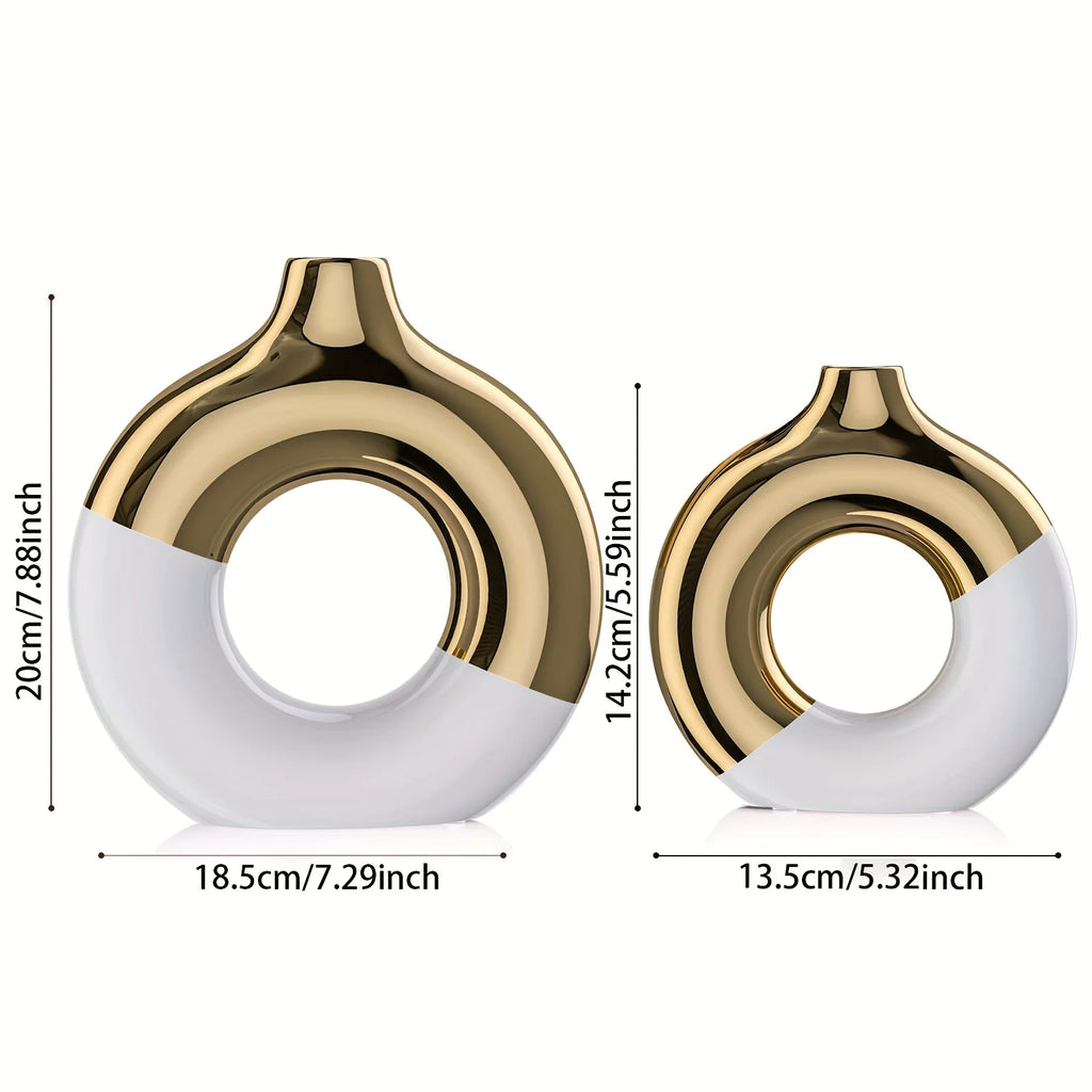 Timeless Elegance White & Gold Vase Set