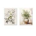 🌿🫒🤍 Boho Olive Branch Canvas Wall Art – Vintage Botanical Print Set (Set of 2)