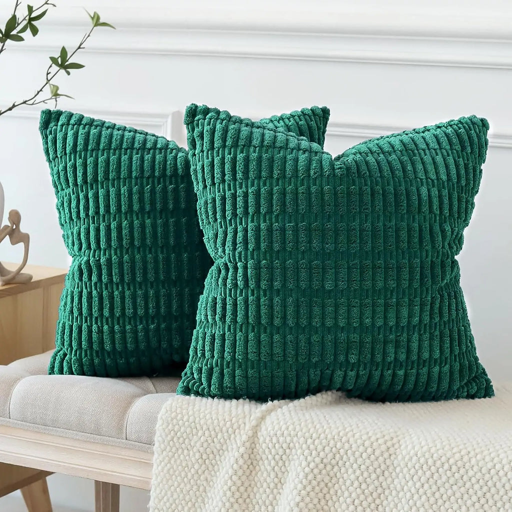 🌿🤍 Boho Corduroy Striped Pillow Cover – Soft Decorative Throw Cushion