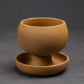 ☕🤍 Vintage Stoneware Coffee Mug & Saucer Set – Rustic Boho Ceramic Tea Cup