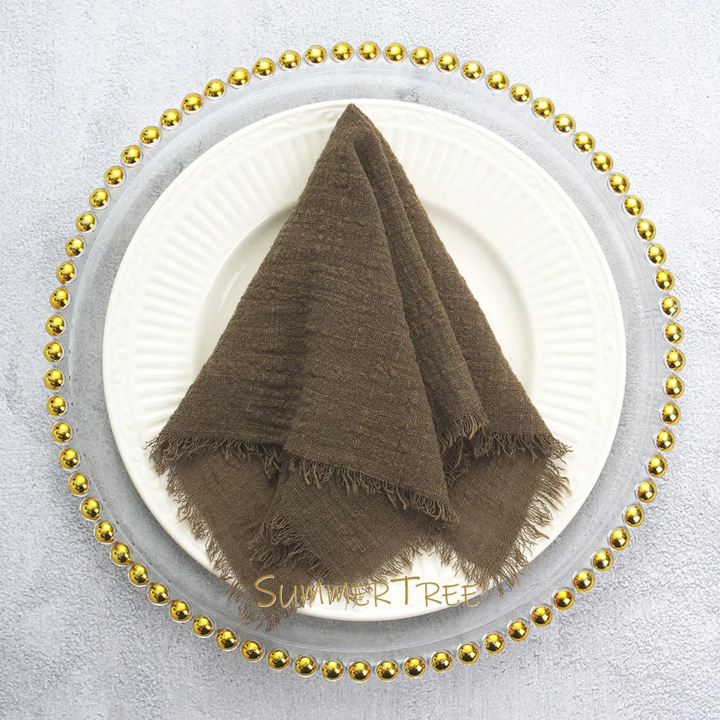 🌿🤍 Boho Cotton Gauze Napkins – Reusable Textured Table Linens (Set of 24)
