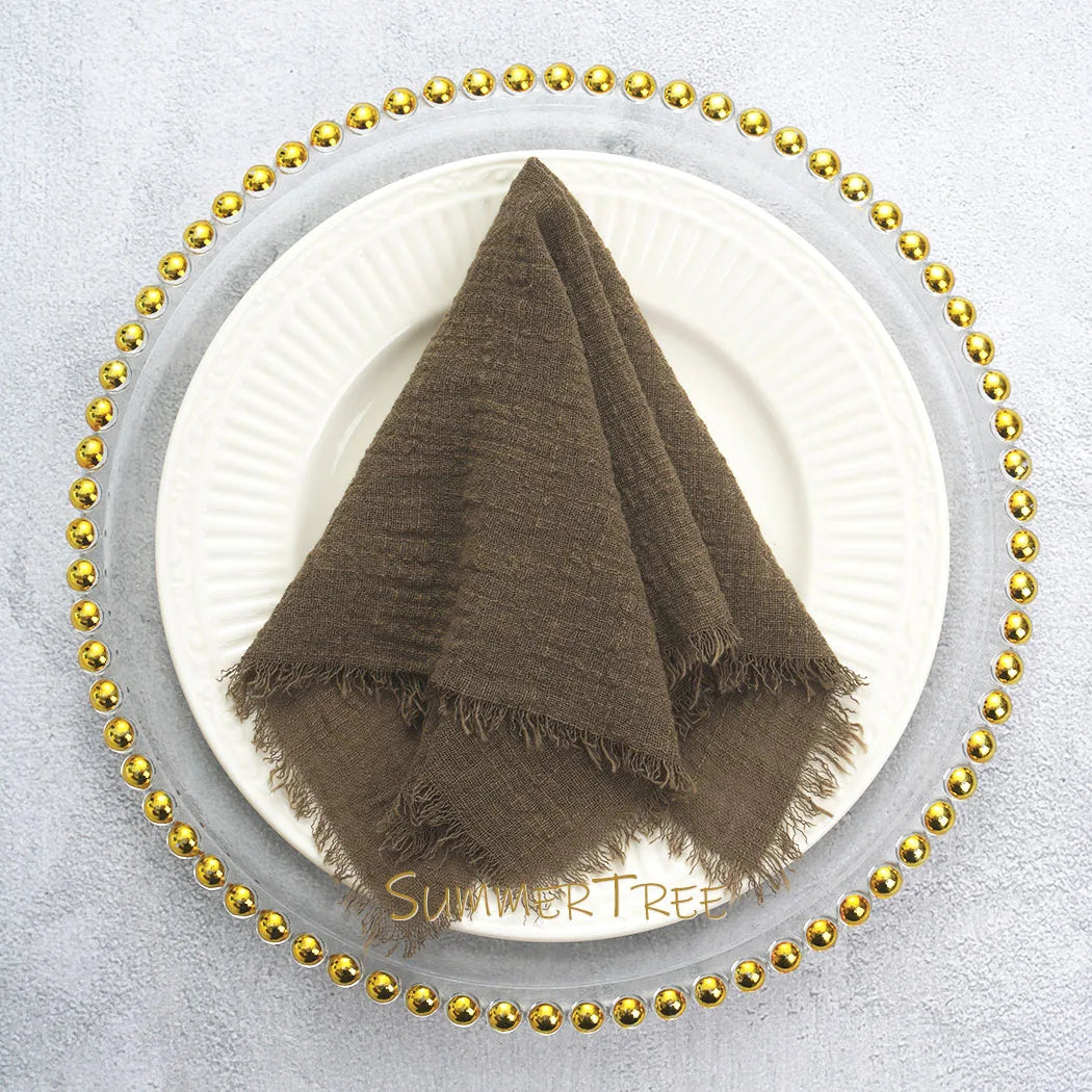 🌿🤍 Boho Cotton Gauze Napkins – Reusable Textured Table Linens (Set of 24)