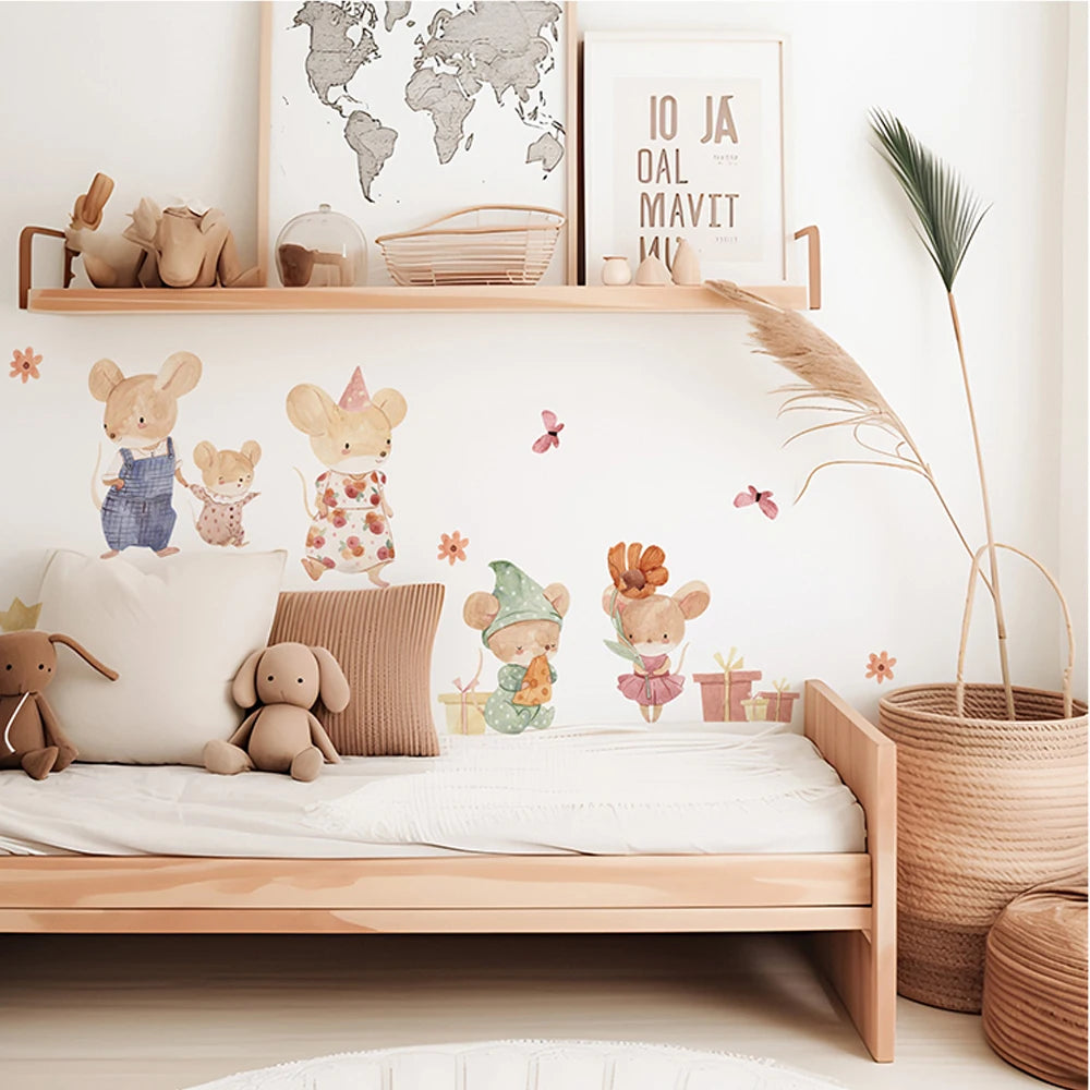 🐰🍄🌿 Boho Forest Friends Wall Decals – Woodland Nursery & Kids Room Wall Art