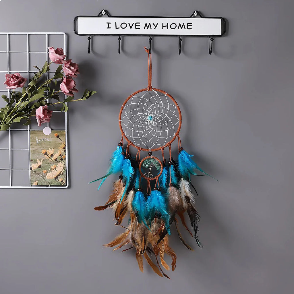 🪶🌙🤍 Boho Feather Dream Catcher – Handwoven Macramé Wall Hanging
