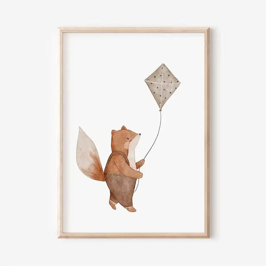 🐰🐻🐝🌸 Boho Friends Wall Art –  Animal Nursery Canvas Print