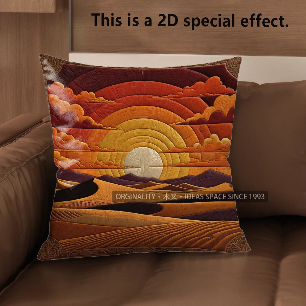 🌅🌿 Desert Sunset Boho Pillow Cover – Southwestern Decorative Throw Cushion