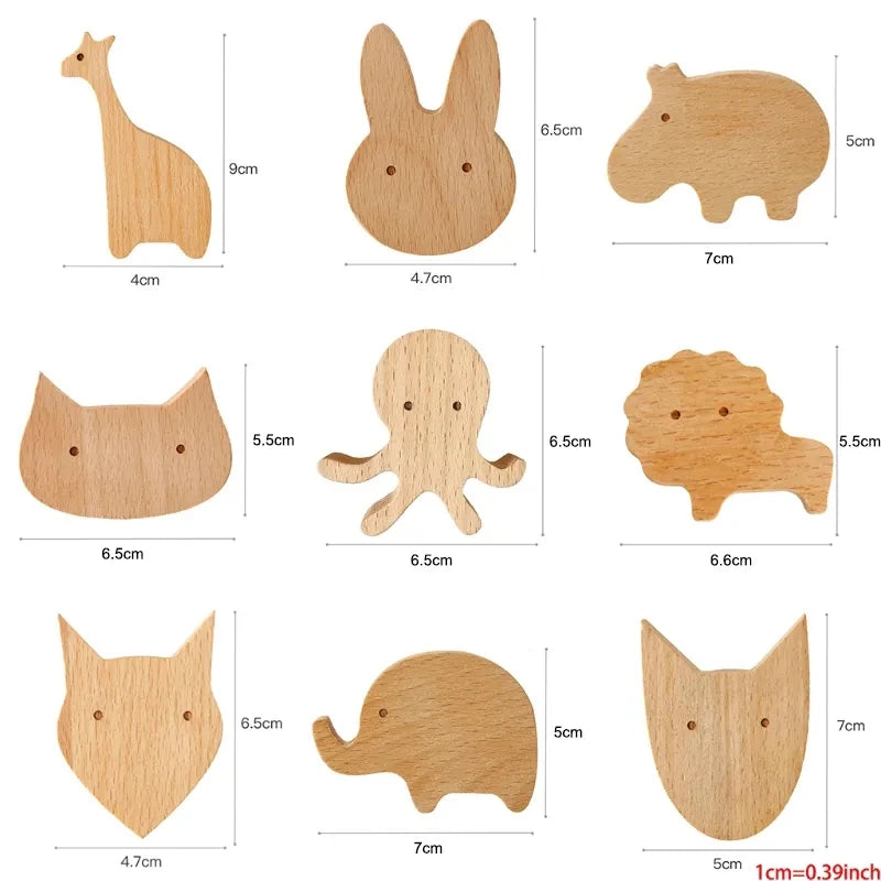 🌿 Woodland Animal Wall Hook – Decorative Wooden Coat & Key Holder
