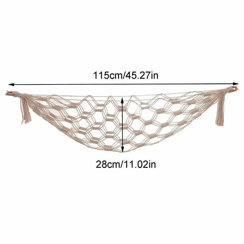 🌿🤍 Boho Macramé Toy Hammock – Hanging Stuffed Animal Storage Net