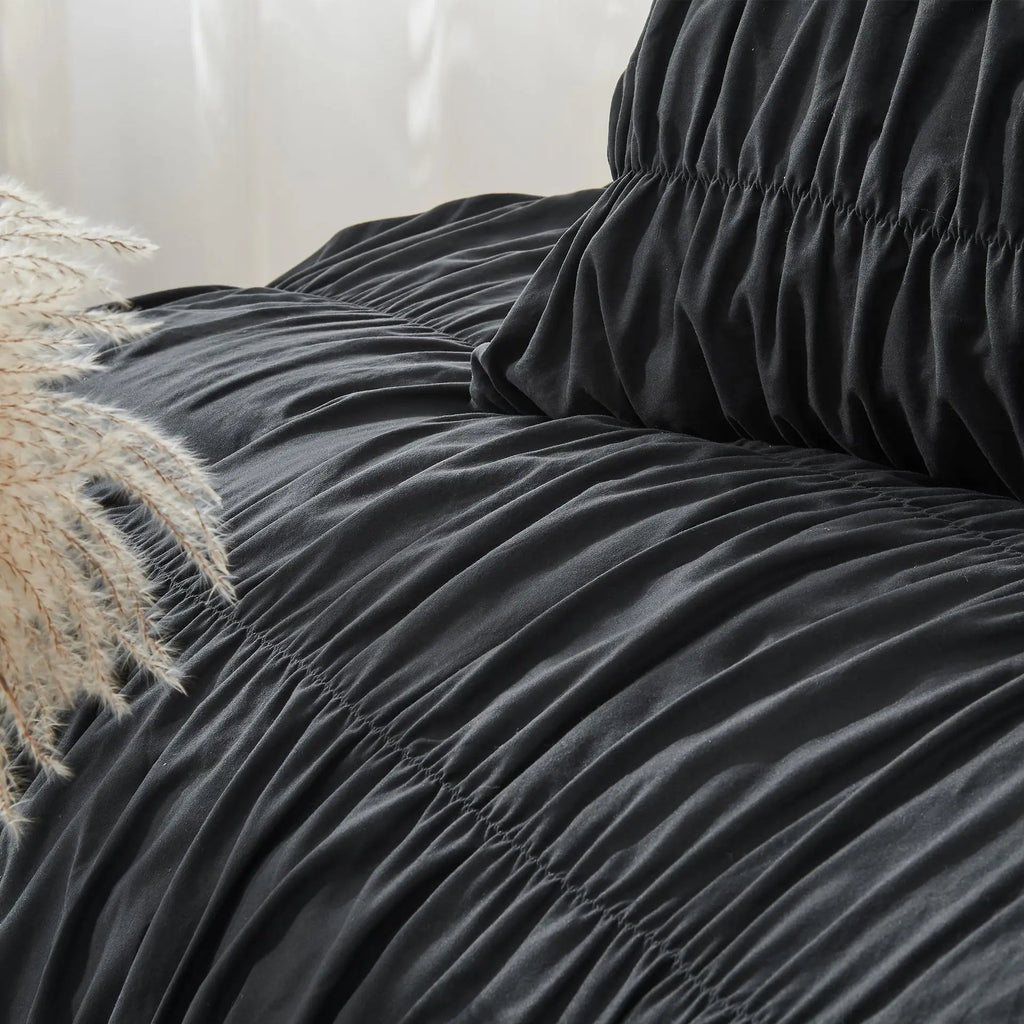 🌿🛏️🤍 Boho Ruched Duvet Cover Set – Soft Shabby Chic Comforter Cover (2/3 Piece Set)