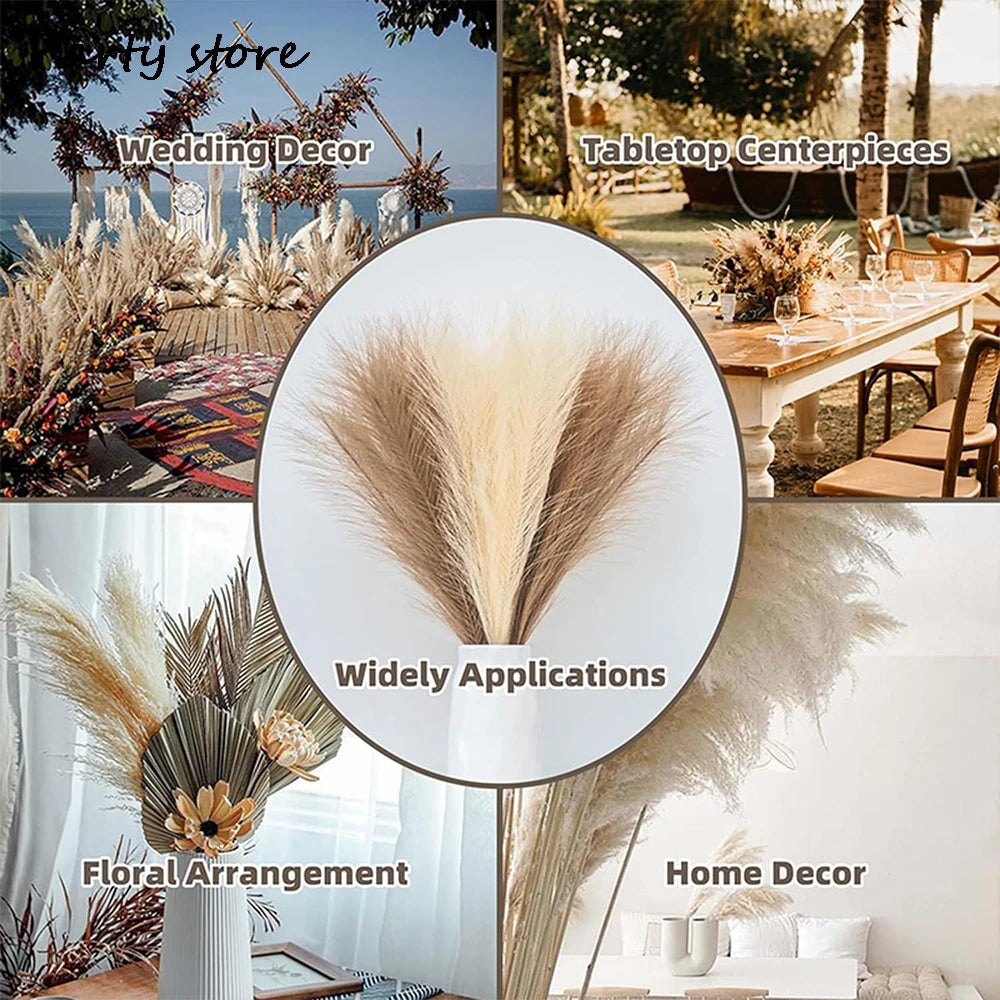Faux Pampas Grass Stems – Boho Floral Home Décor (Set of 100)
