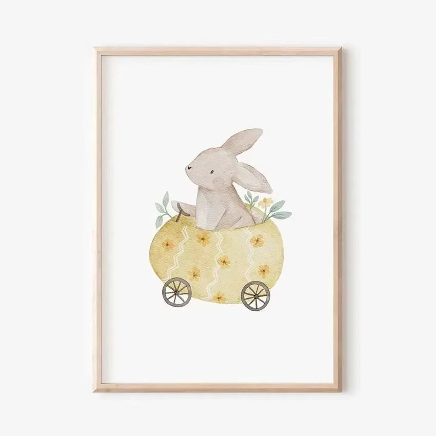 🐰🐻🐝🌸 Boho Friends Wall Art –  Animal Nursery Canvas Print