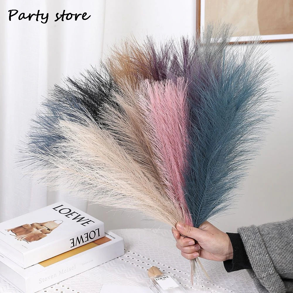 Faux Pampas Grass Stems – Boho Floral Home Décor (Set of 100)