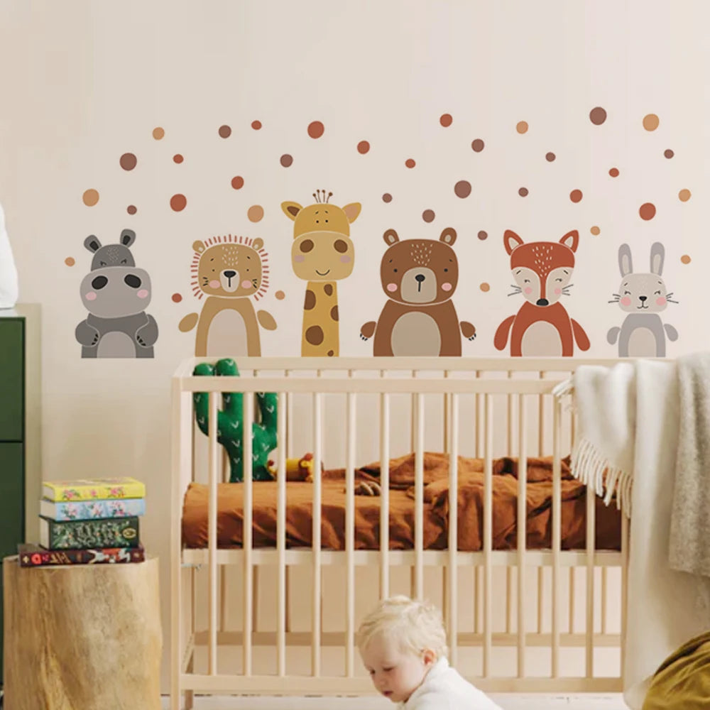 🦒🐻🤍 Boho Animal Wall Decals – Peel & Stick Nursery Animal Wall Art