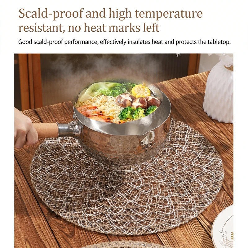 🌿🤍 Handwoven Jute Round Placemats – Boho Farmhouse Table Mats (Set)
