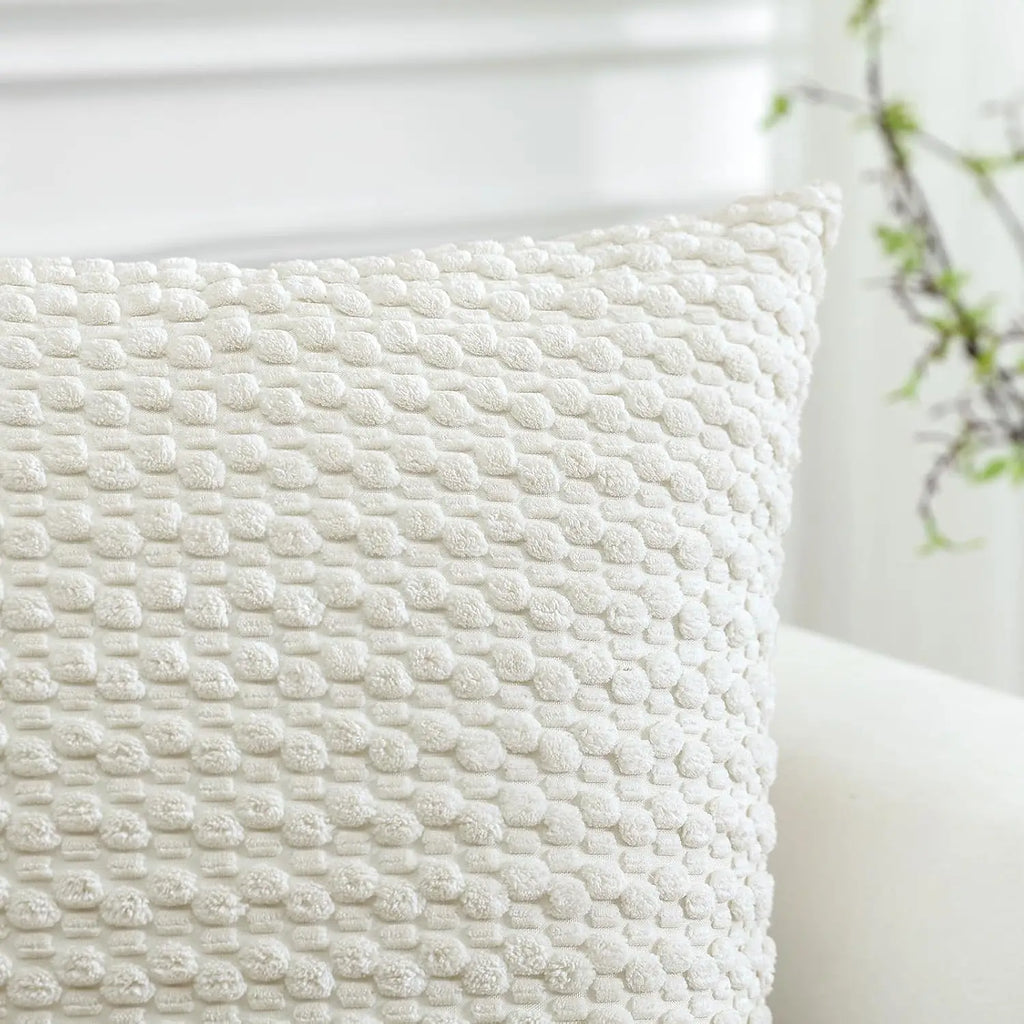 🌿🤍 Boho Striped Corduroy Pillow Cover – Farmhouse Decorative Throw Cushion