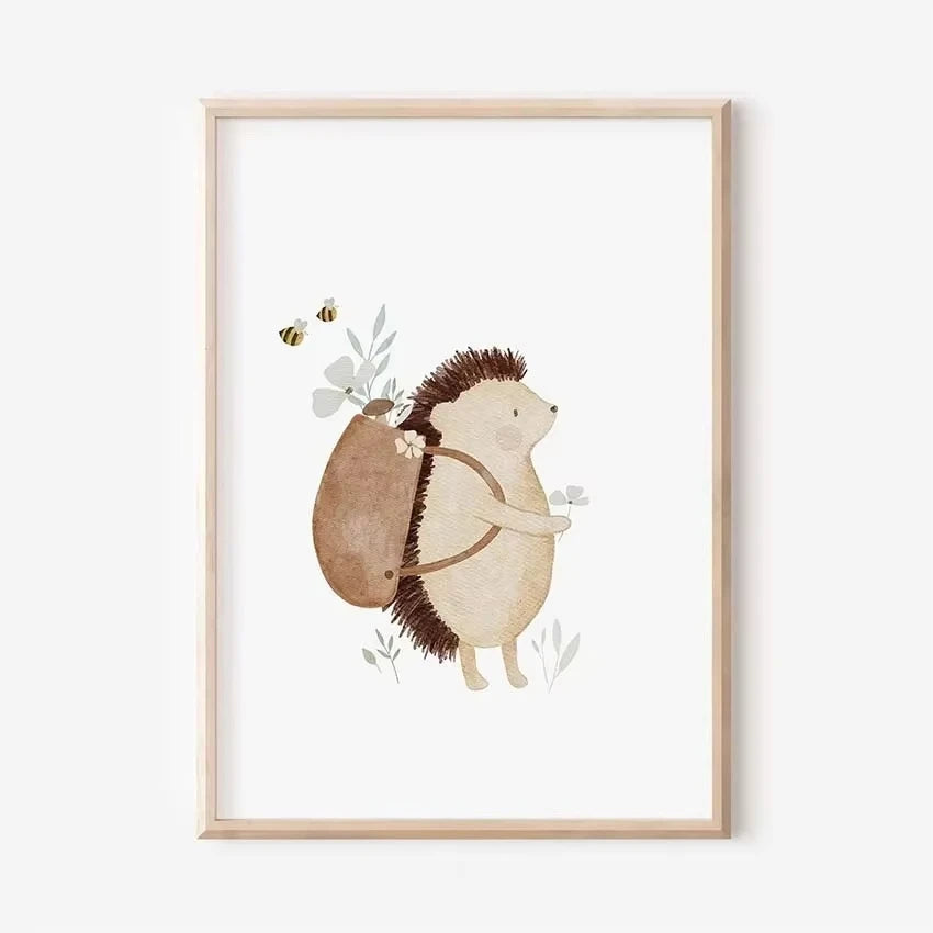 🐰🐻🐝🌸 Boho Friends Wall Art –  Animal Nursery Canvas Print