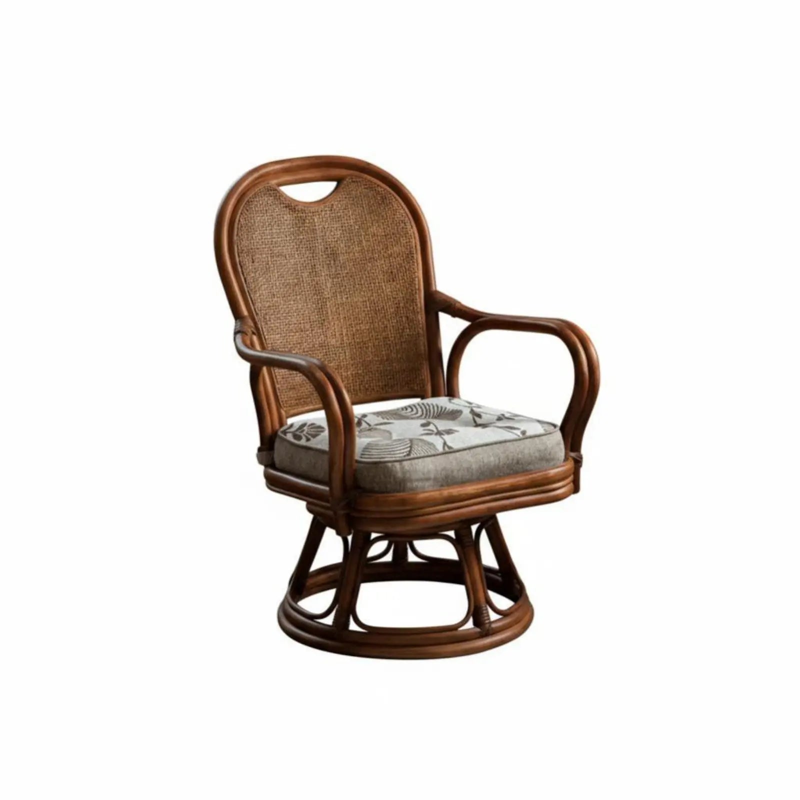 360° Swivel Rattan Accent Chair – Boho Cane Lounge Chair