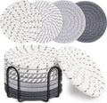 ☕🌿🤍 Boho Woven Cotton Coasters – Absorbent Drink Coasters (Set of 8)