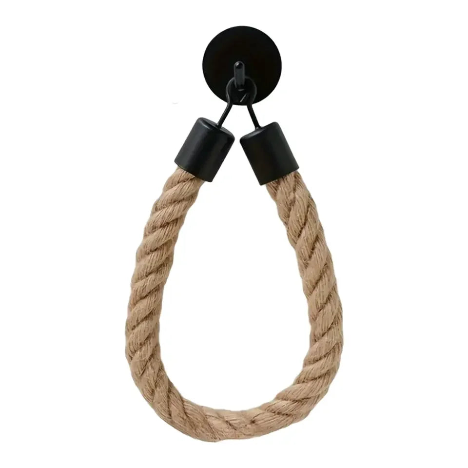 🧻🌿 Rustic Rope Toilet Paper Holder – Wall-Mounted Farmhouse Bathroom Organizer