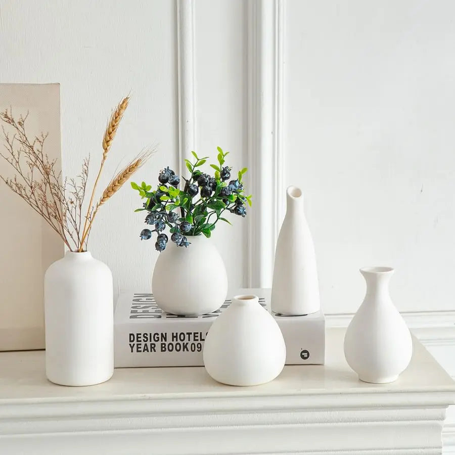 11-Piece White Ceramic Bud Vase Set – Modern Boho Home Décor