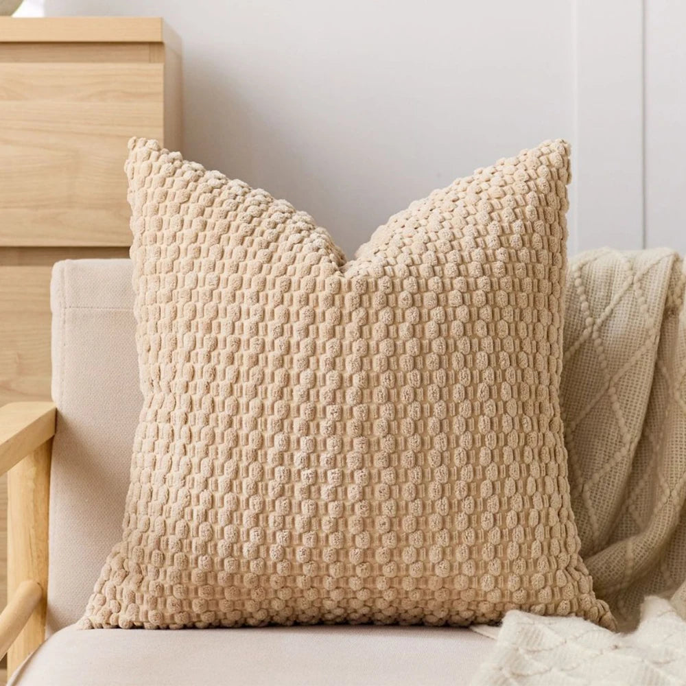 🌿🤍 Boho Striped Corduroy Pillow Cover – Farmhouse Decorative Throw Cushion