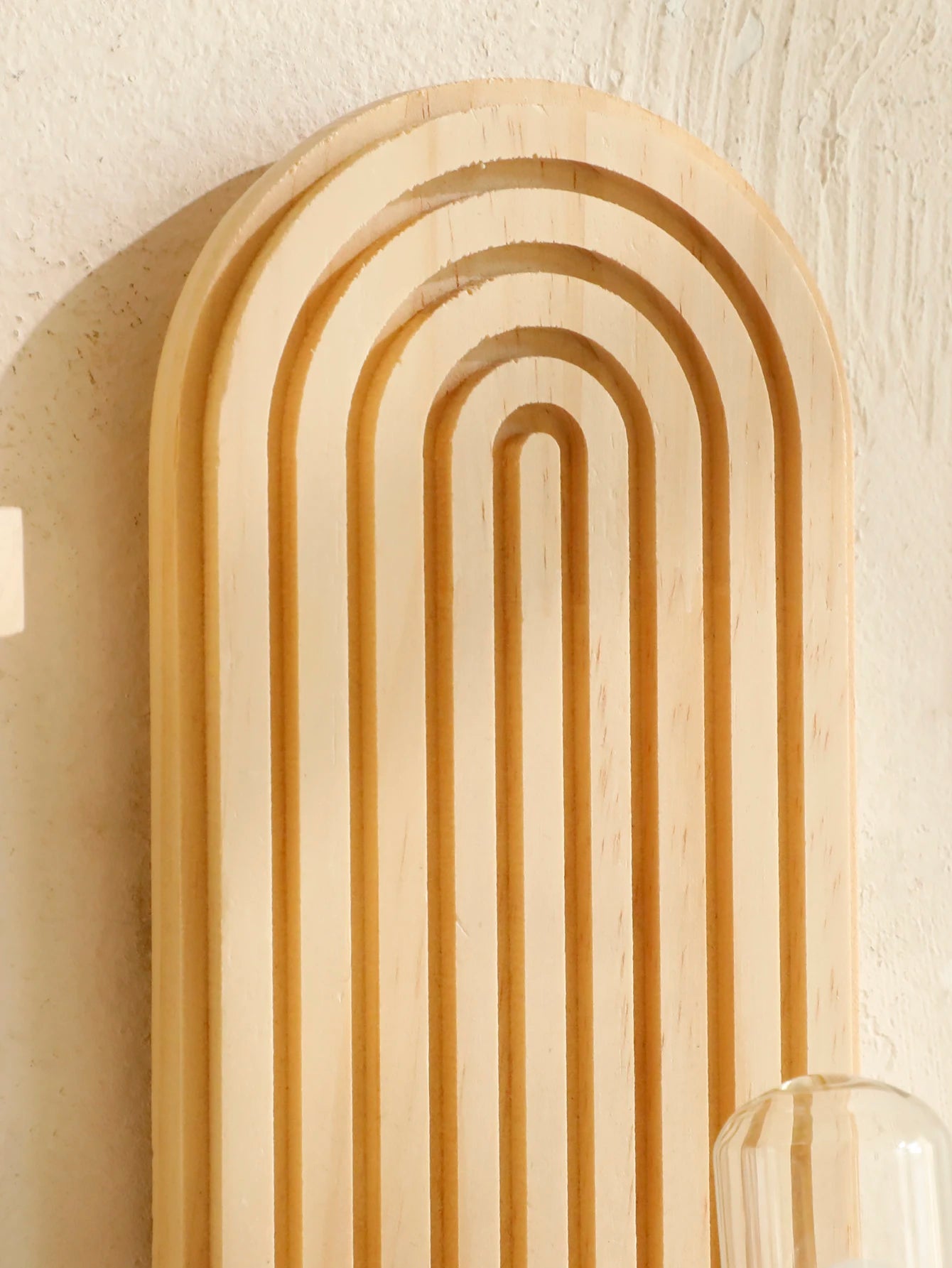 🌿 Boho Geometric Wall Shelf – Natural Wood Floating Display Shelf