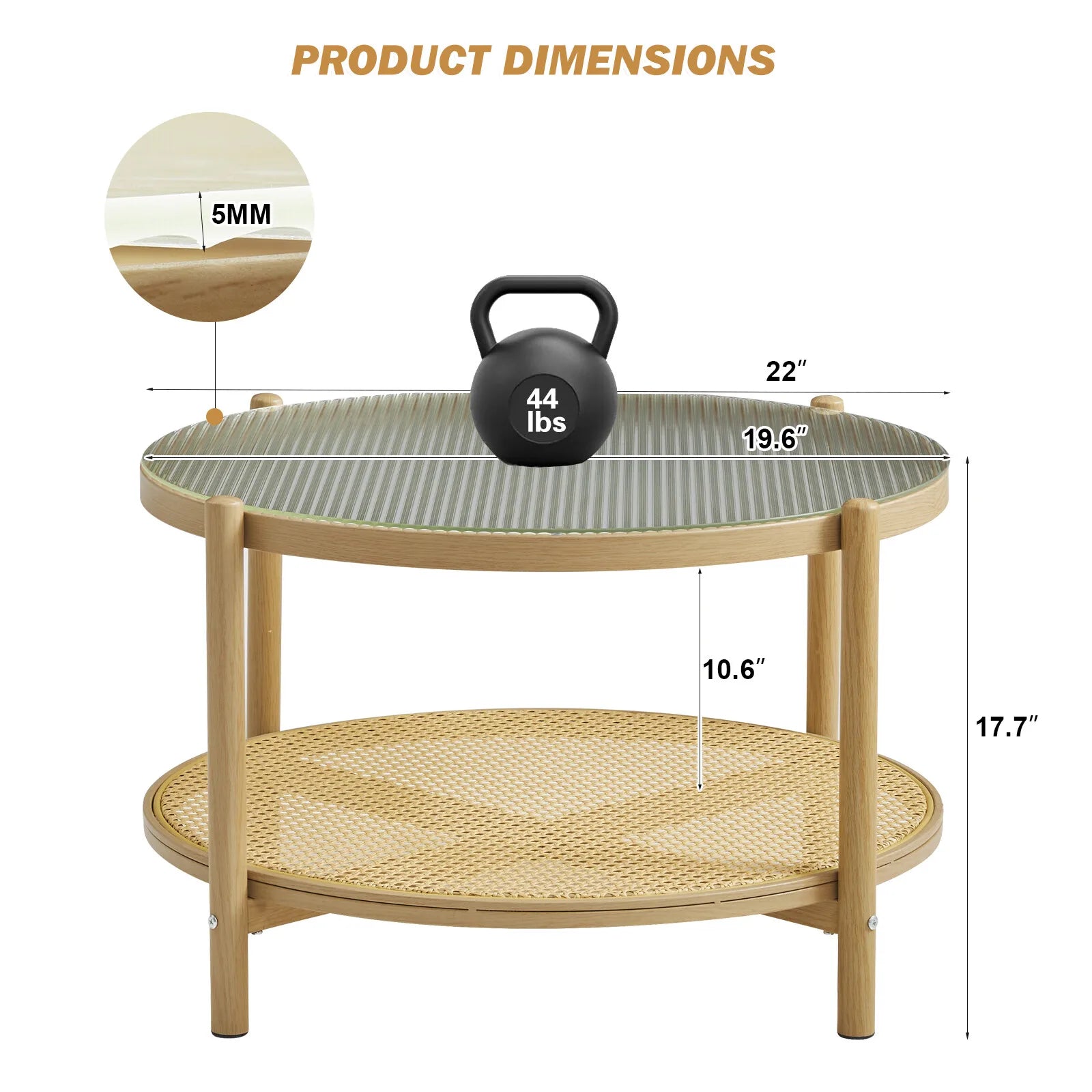 Rattan & Glass Table Set – Boho Coffee & Side Tables (Set of 2)