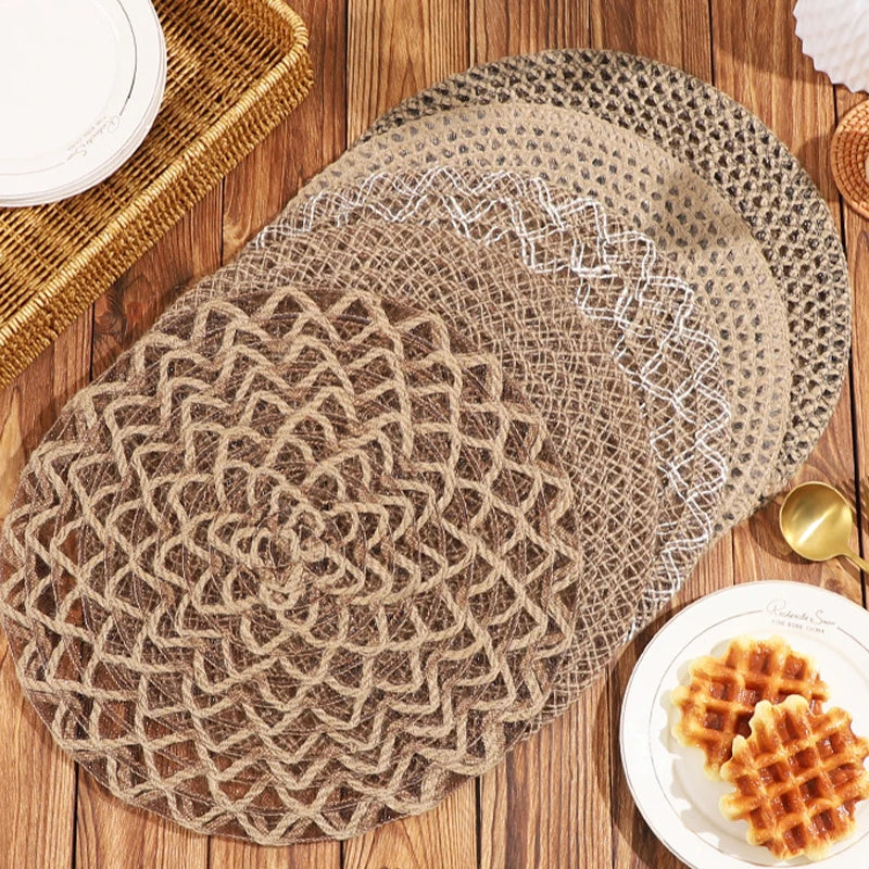 🌿🤍 Handwoven Jute Round Placemats – Boho Farmhouse Table Mats (Set)