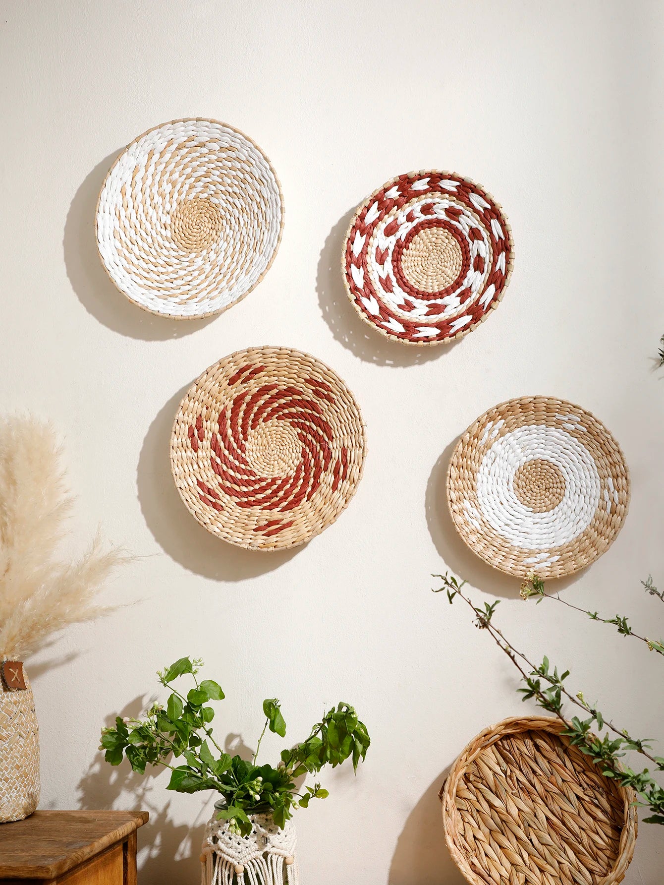 🌿🧺🤍 Boho Handwoven Seagrass Wall Basket – Natural Decorative Wall Art