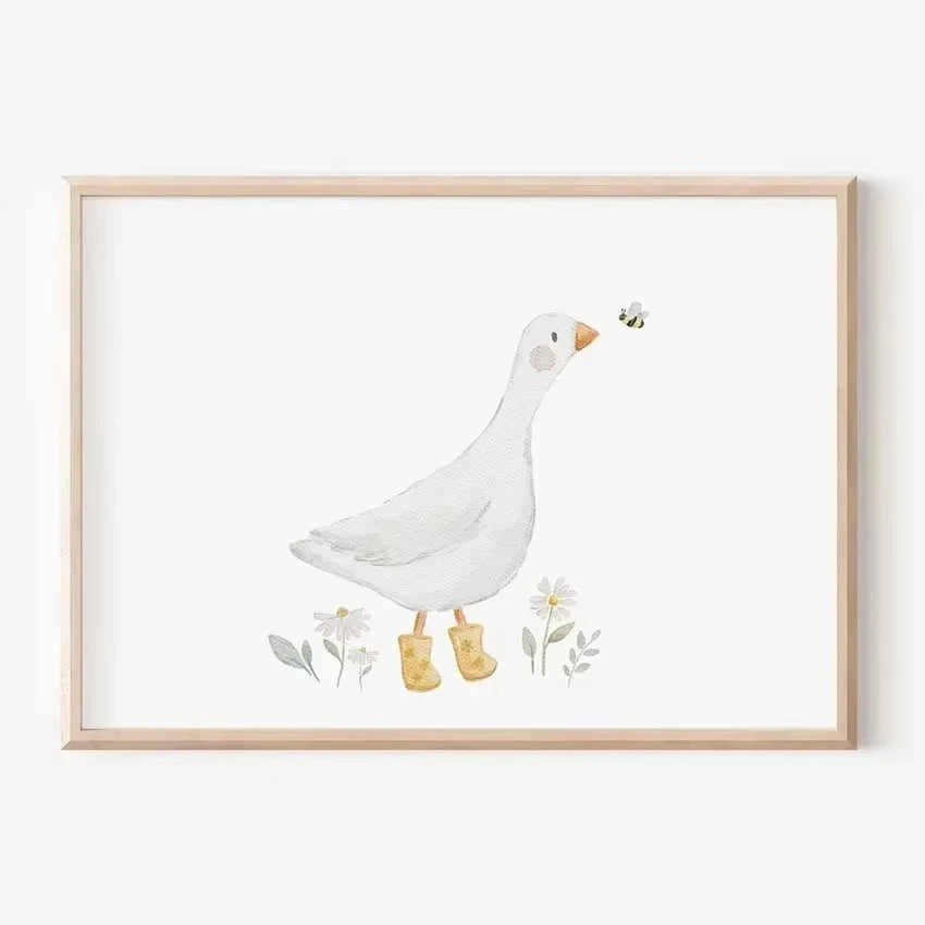 🐰🐻🐝🌸 Boho Friends Wall Art –  Animal Nursery Canvas Print