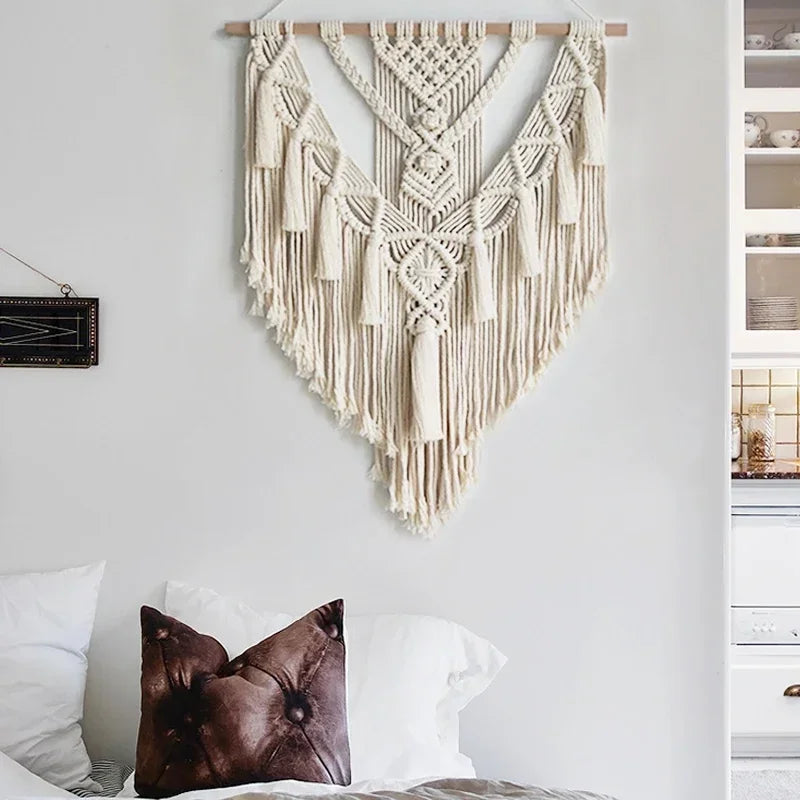 🌿🧶🤍 Boho Macramé Wall Hanging – Handwoven Geometric Tapestry
