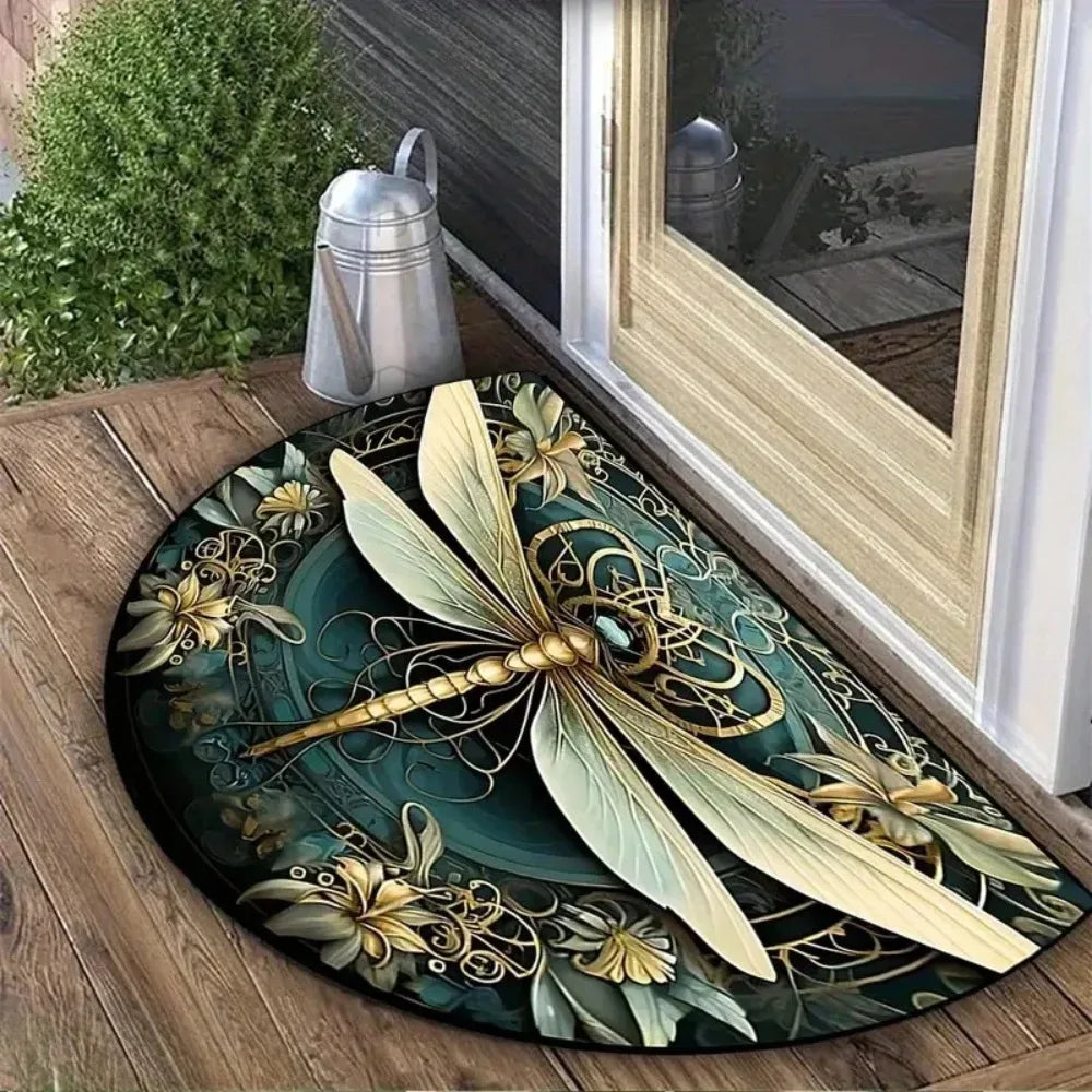 🌸🤍 Boho Half-Moon Doormat – Washable Non-Slip Entryway Rug