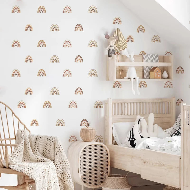 🌈🤍 Boho Rainbow Wall Decals – Peel & Stick Nursery & Kids Room Wall Art