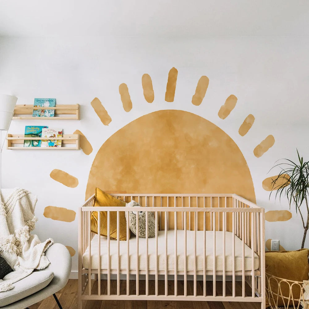 ☀️🌿 Boho Sun Wall Decals – Self-Adhesive Nursery & Kids Room Wall Art