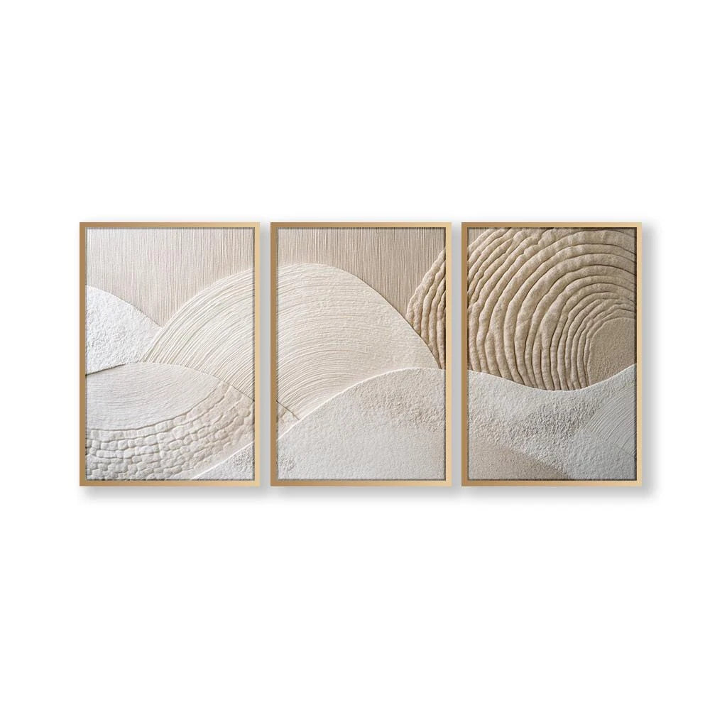 Japandi Nature Wall Art Set – 3-Piece Abstract Canvas Print Collection
