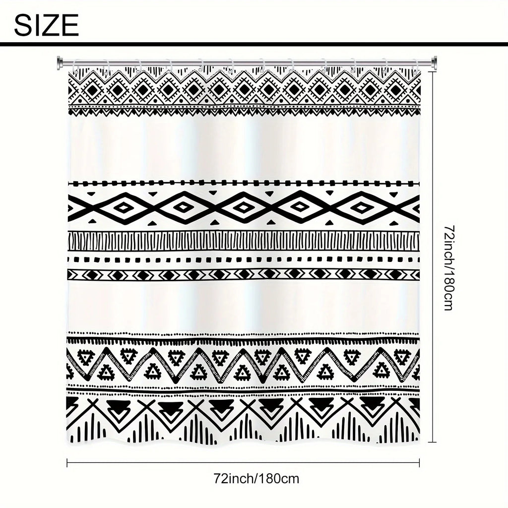 🌿 Boho Abstract Stripe Shower Curtain – Waterproof Modern Bathroom Décor Set