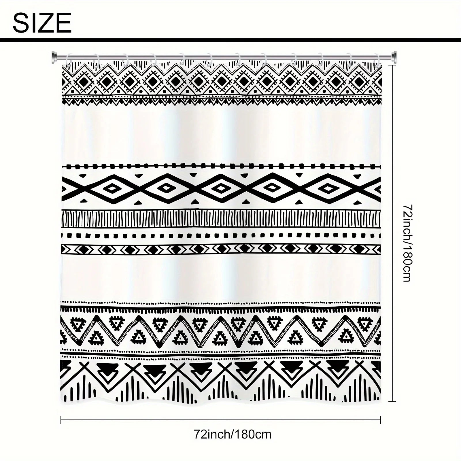 🌿 Boho Abstract Stripe Shower Curtain – Waterproof Modern Bathroom Décor Set