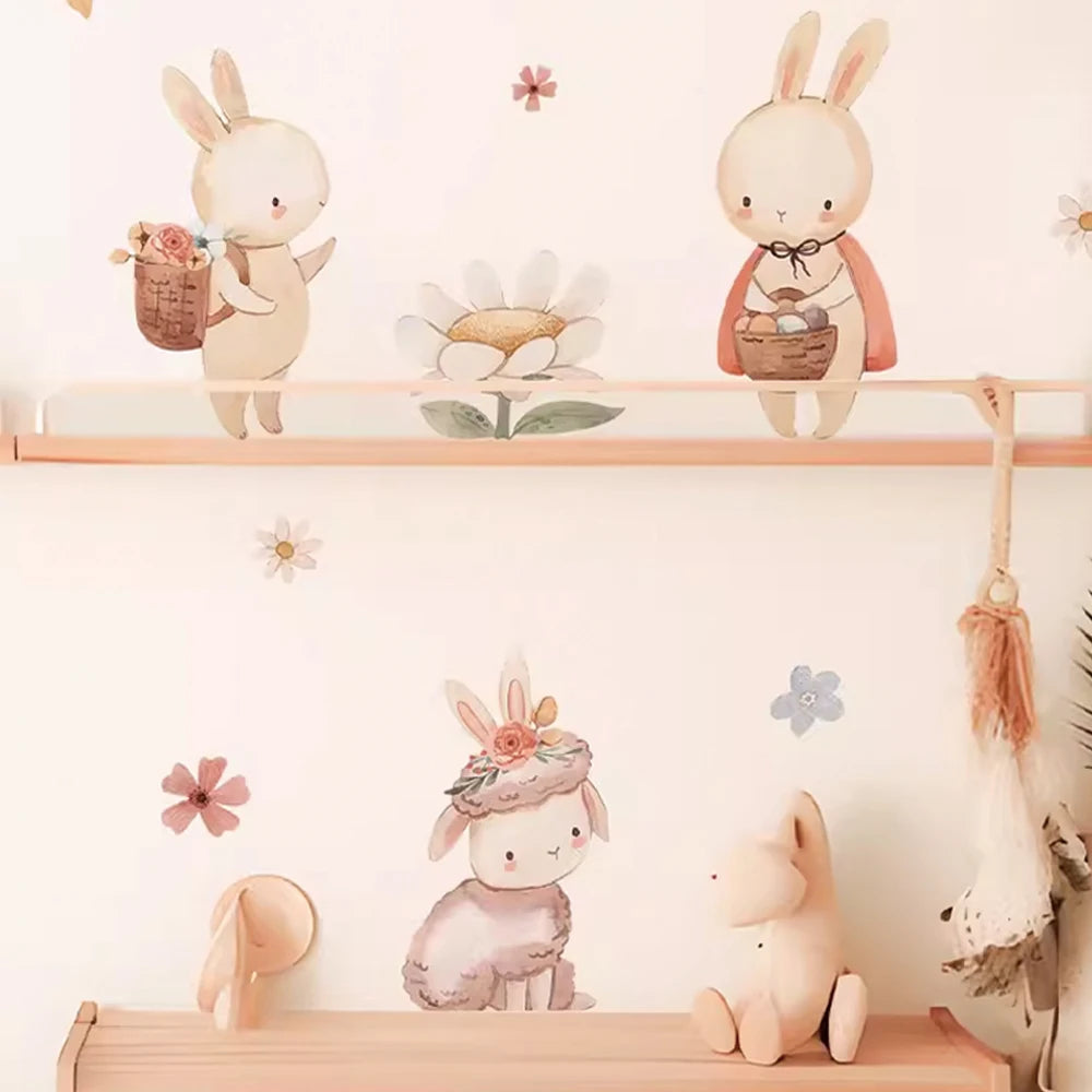 🐰🍄🌿 Boho Forest Friends Wall Decals – Woodland Nursery & Kids Room Wall Art