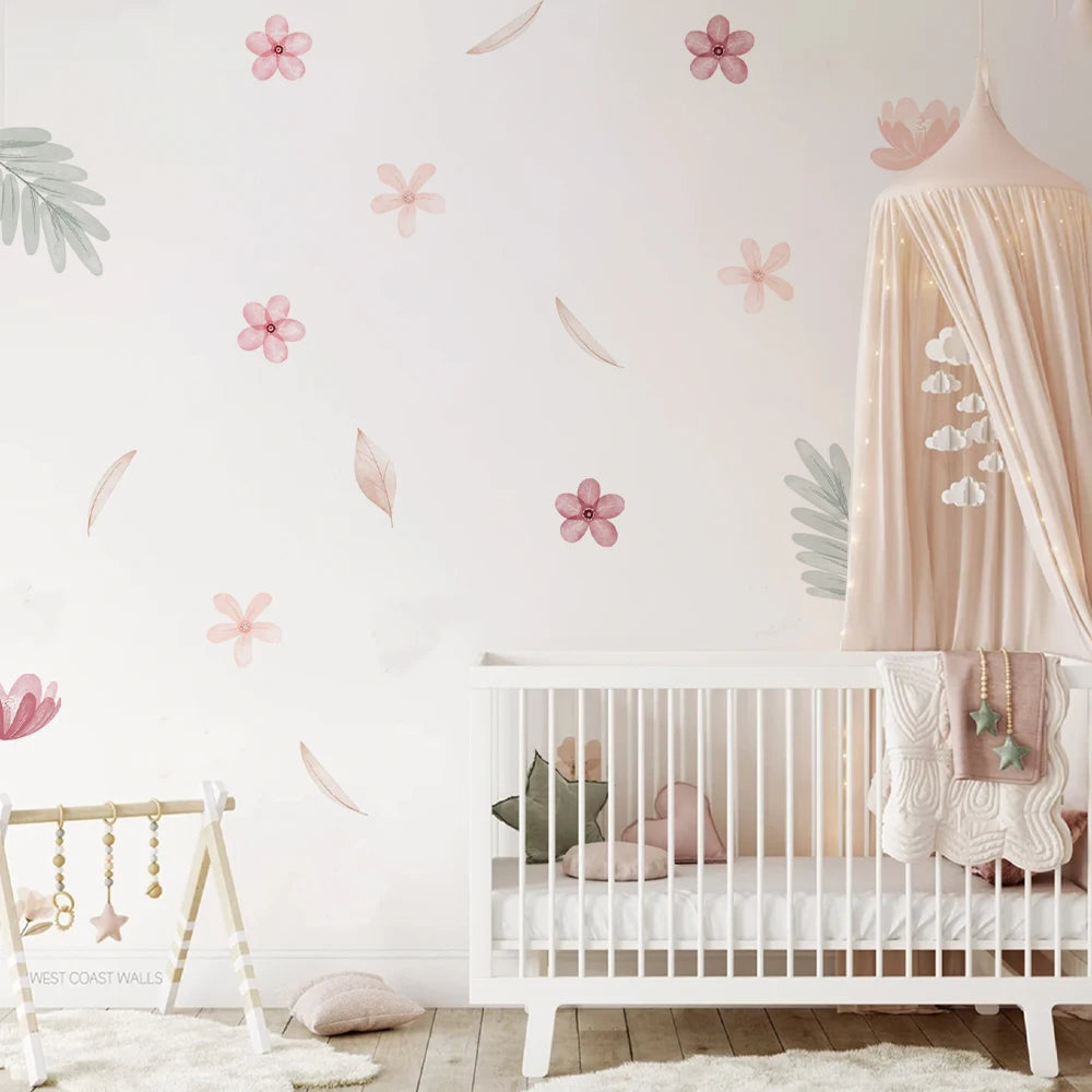 🌿🍃 Boho Botanical Leaf Wall Decals – Peel & Stick Nursery & Bedroom Wall Art