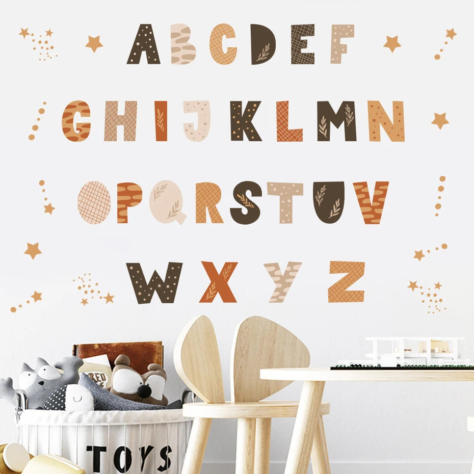 ⭐🔤🌈 Boho Alphabet Wall Decals – Watercolor Nursery & Kids Room Wall Art