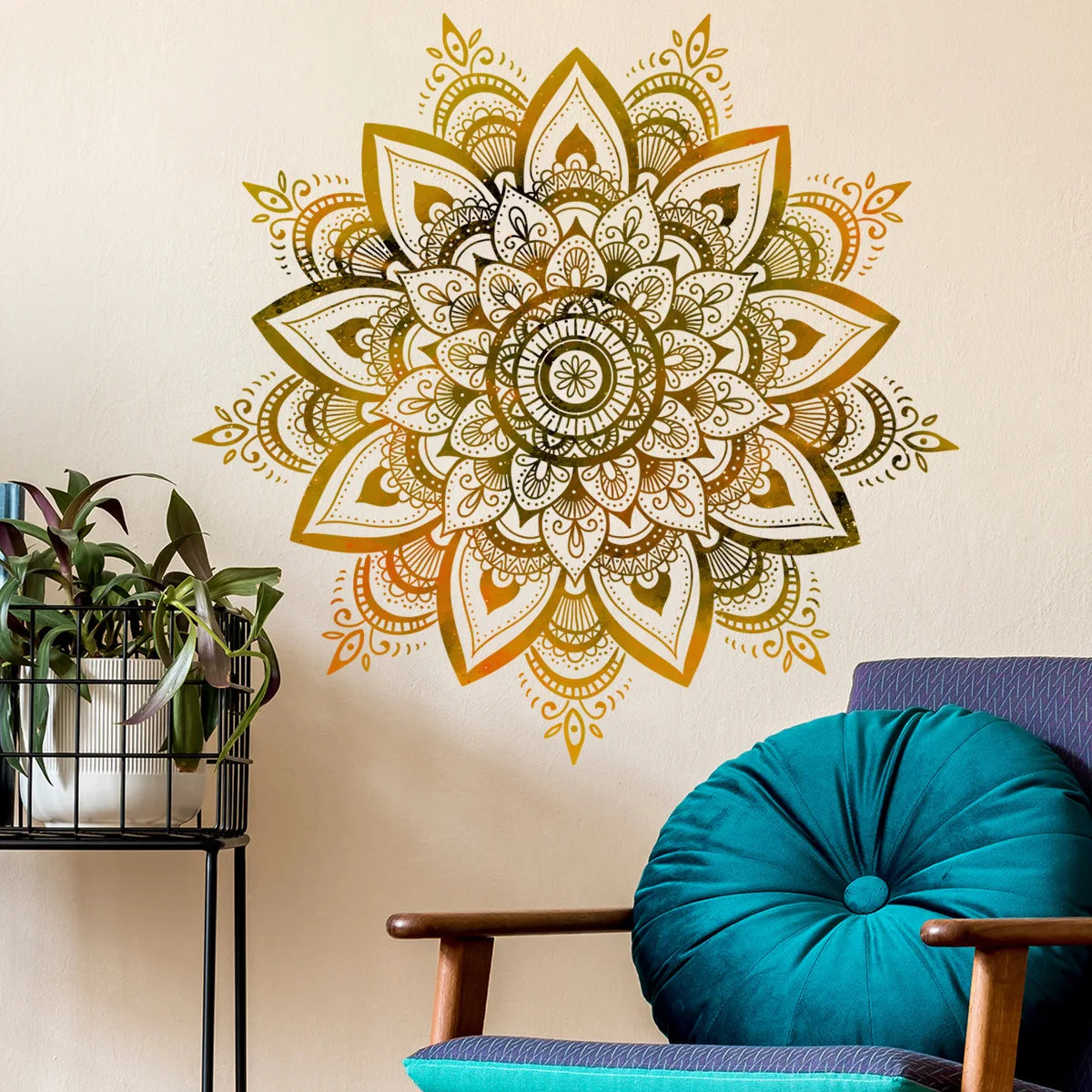 🪷🌿 Boho Lotus Mandala Wall Decals – Peel & Stick Meditation Wall Art
